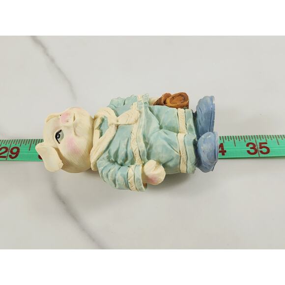 Piglet Pig Lover Piggy Uniform Suit Figurine Light Blue 4" Year 90s Home Decor - Picture 13 of 13